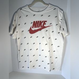 The Nike Tee men’s size large soft used no stains Nike screen print looks aged.